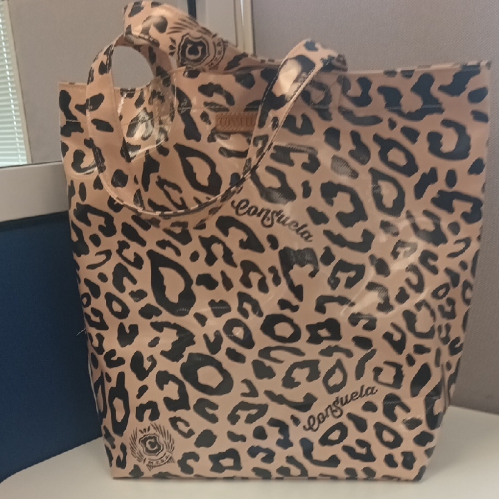 Consuela Tan and Black Leopard Tote